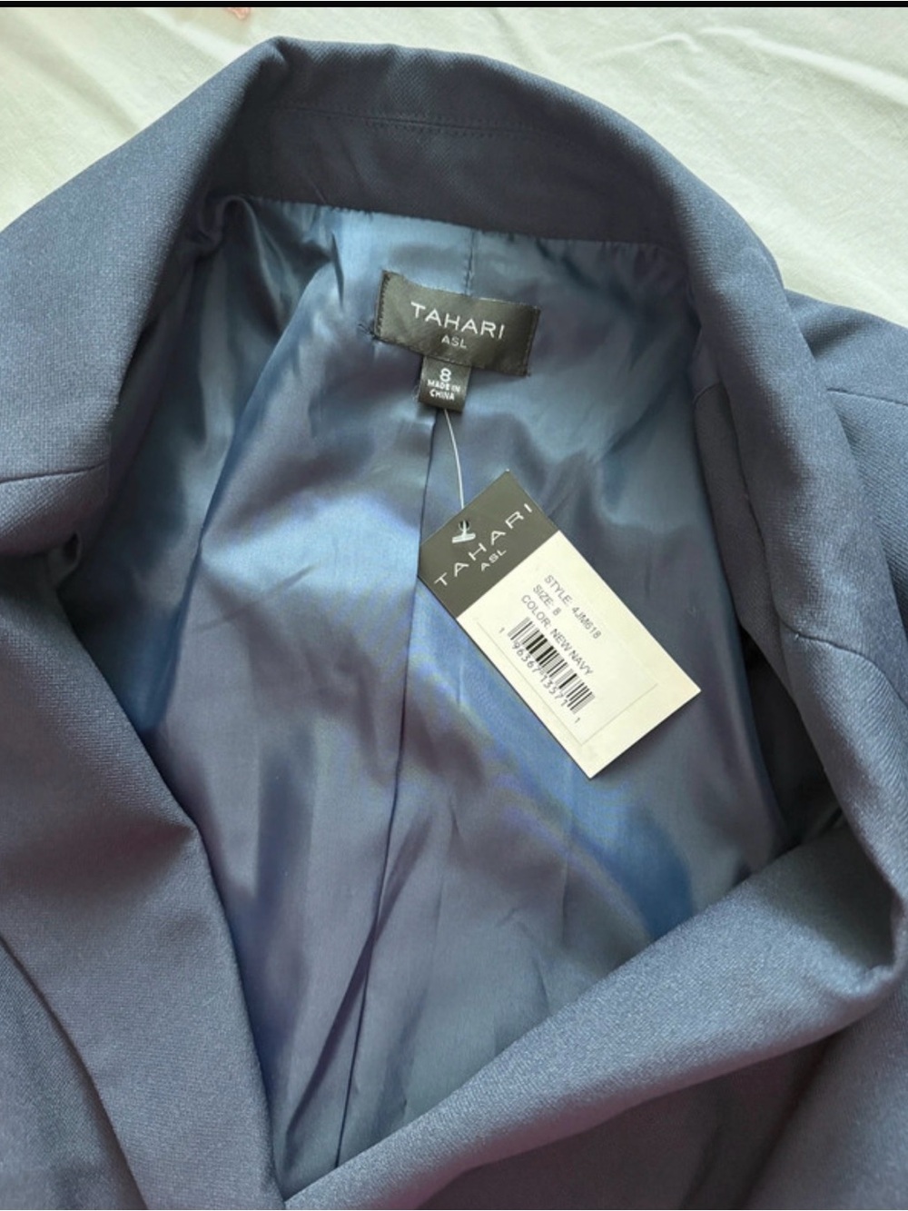 Tahari ASL Navy Belted Wrap Blazer - Picture 2 of 2